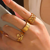 Wholesale Stainless Steel Geometric Leaf Opening Adjustment Crown Ring For Women With Electroplating Treatment Plant Flowers Style
