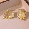 Wholesale Stainless Steel Geometric Leaf Textured Electroplated Earrings For Women With Light Luxury Temperament