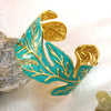 Wholesale Stainless Steel Geometric Leafshaped Electroplated Oilpressed Bracelet