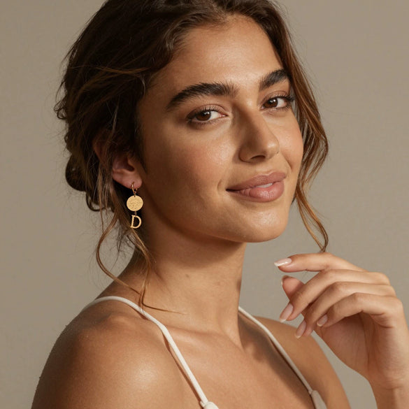 Wholesale Stainless Steel Geometric Letter Number Text Pattern Plated 18K Real Gold Niche Design Women's Earrings