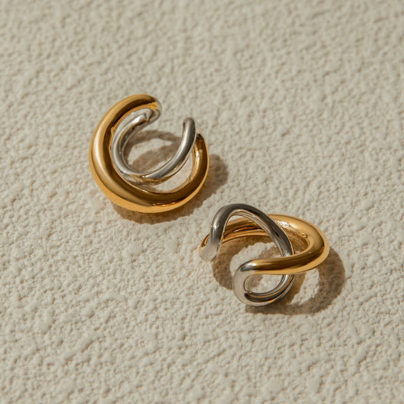 Wholesale Stainless Steel Geometric Light Luxury Earrings For Women Electroplated Gold And Silver Colormatching