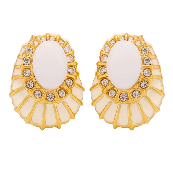 Wholesale Stainless Steel Geometric Light Luxury Earrings With 18K Gold Plated Diamond Glazed Finish