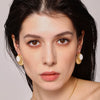 Wholesale Stainless Steel Geometric Light Luxury Earrings With 18K Gold Plated Diamond Glazed Finish