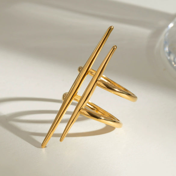 Wholesale Stainless Steel Geometric Light Luxury Ring With Electroplating Treatment For Women