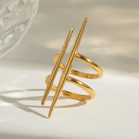 Wholesale Stainless Steel Geometric Light Luxury Ring With Electroplating Treatment For Women