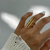 Wholesale Stainless Steel Geometric Light Luxury Ring With Electroplating Treatment For Women