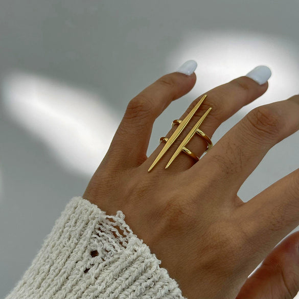 Wholesale Stainless Steel Geometric Light Luxury Ring With Electroplating Treatment For Women