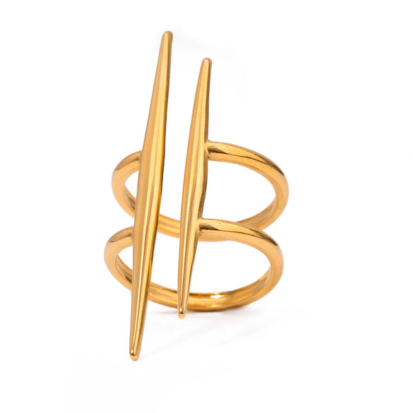 Wholesale Stainless Steel Geometric Light Luxury Ring With Electroplating Treatment For Women