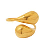 Wholesale 316L Stainless Steel Geometric Light Luxury Style Electroplated Hollow Opening Comma Drop Tail Ring