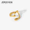 Wholesale Stainless Steel Geometric Line Hip Hop Opening Adjustable Women's Ring With Electroplating