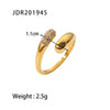 Wholesale Stainless Steel Geometric Line Hip Hop Opening Adjustable Women's Ring With Electroplating