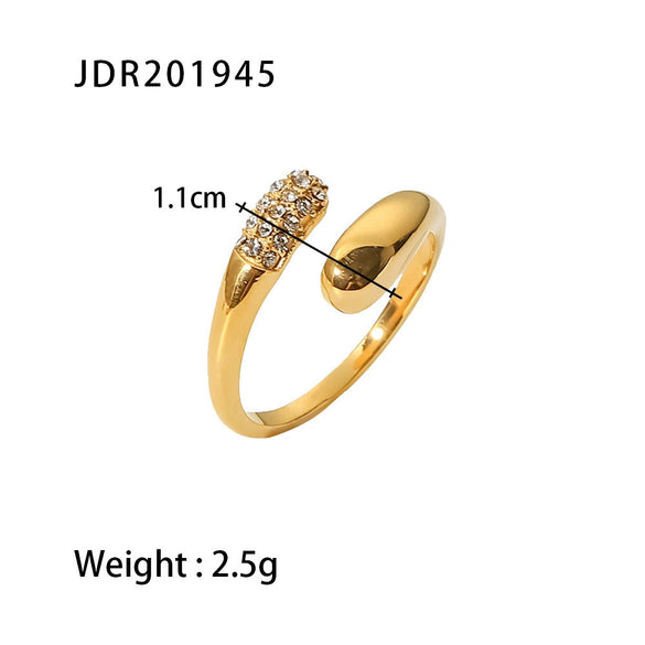 Wholesale Stainless Steel Geometric Line Hip Hop Opening Adjustable Women's Ring With Electroplating