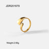 Wholesale Stainless Steel Geometric Line Hip Hop Opening Adjustable Women's Ring With Electroplating