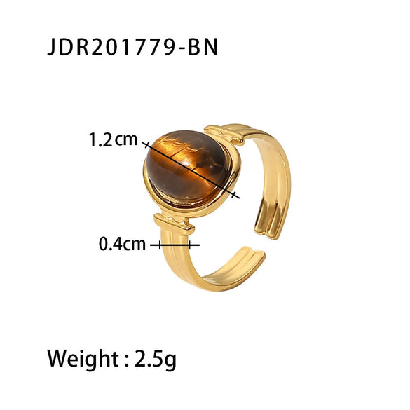 Wholesale Stainless Steel Geometric Line Hip Hop Opening Adjustable Women's Ring With Electroplating