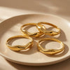 Wholesale Stainless Steel Geometric Line Ring Buckle Bracelet Set 18K Gold Plated Accessories