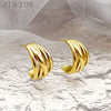 Wholesale Stainless Steel Geometric Lines Retro Earrings With Electroplating