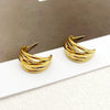 Wholesale Stainless Steel Geometric Lines Retro Earrings With Electroplating