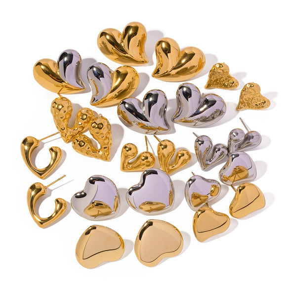 Wholesale Stainless Steel Geometric Liquid Loveshaped Electroplated Women's Earrings