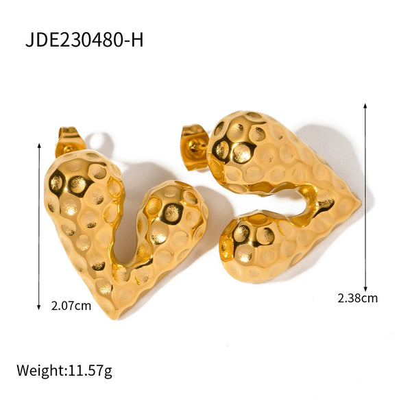 Wholesale Stainless Steel Geometric Liquid Loveshaped Electroplated Women's Earrings