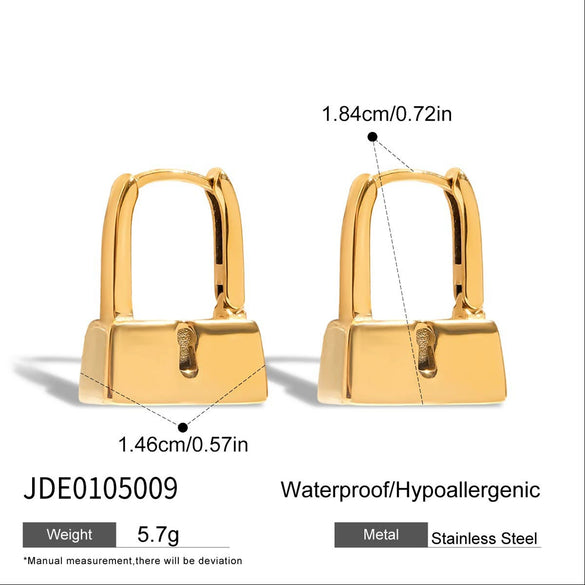 Wholesale Stainless Steel Geometric Lock Earrings Classic Style With Electroplating For Women
