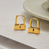 Wholesale Stainless Steel Geometric Lock Earrings Classic Style With Electroplating For Women
