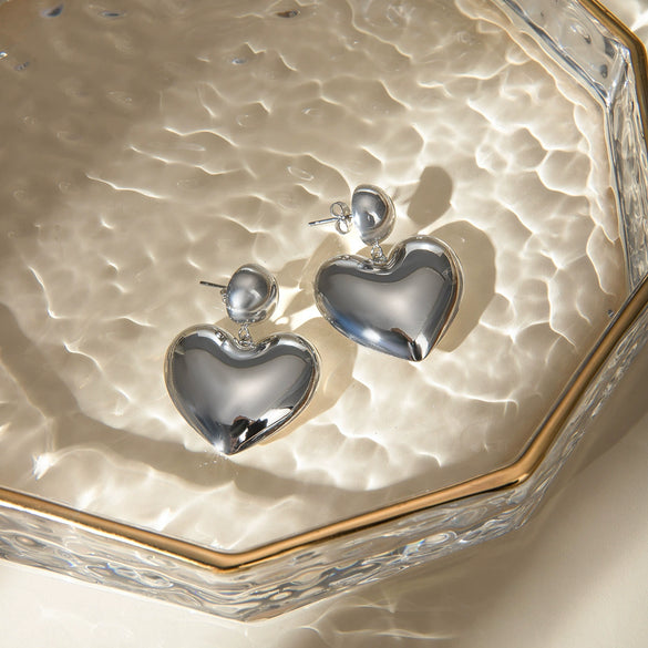Wholesale Stainless Steel Geometric Love Ball Earrings Jewelry For Women With Electroplating