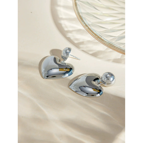 Wholesale Stainless Steel Geometric Love Ball Earrings Jewelry For Women With Electroplating