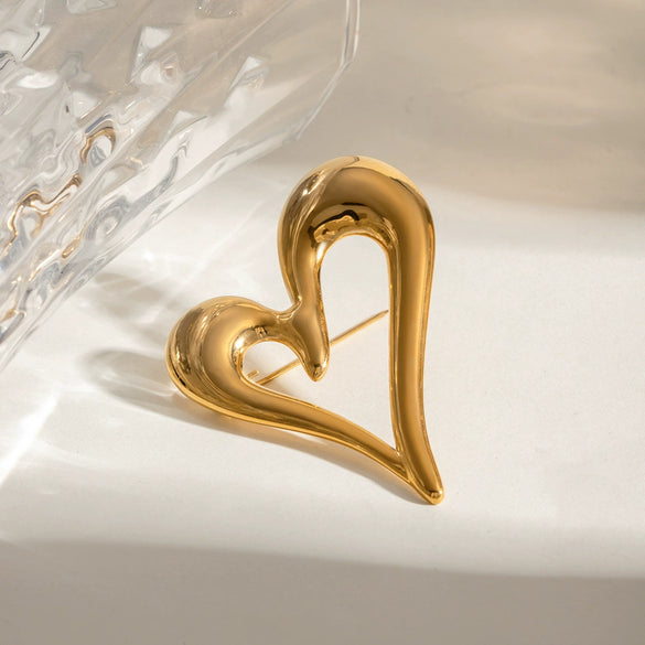 Wholesale Stainless Steel Geometric Love Brooch Electroplated Light Luxury Design Simple Versatile For Women
