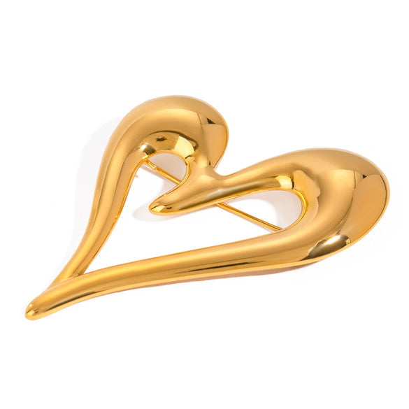 Wholesale Stainless Steel Geometric Love Brooch Electroplated Light Luxury Design Simple Versatile For Women