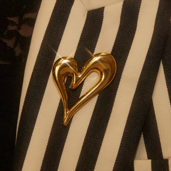 Wholesale Stainless Steel Geometric Love Brooch Electroplated Light Luxury Design Simple Versatile For Women