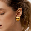 Wholesale Stainless Steel Geometric Love Earrings With Rhinestones And Electroplating Treatment