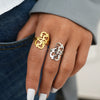 Wholesale Stainless Steel Geometric Love Hollow Heart Open Ring With Vacuum Real Gold Plating In Pvd Furnace Unisex Hand Accessories