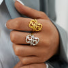 Wholesale Stainless Steel Geometric Love Hollow Heart Open Ring With Vacuum Real Gold Plating In Pvd Furnace Unisex Hand Accessories