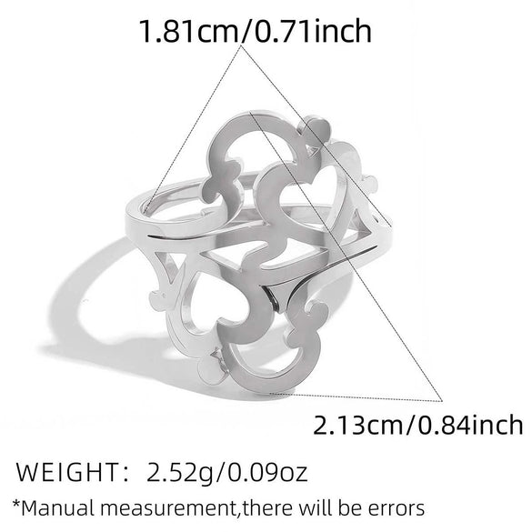 Wholesale Stainless Steel Geometric Love Hollow Heart Open Ring With Vacuum Real Gold Plating In Pvd Furnace Unisex Hand Accessories