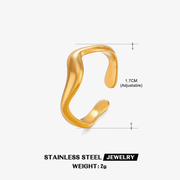 Wholesale Stainless Steel Geometric Love Open Ring For Women 18K Gold Plated