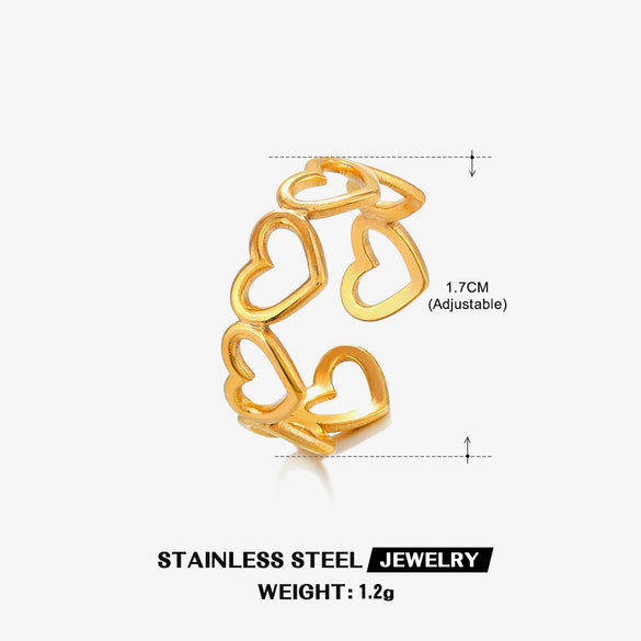 Wholesale Stainless Steel Geometric Love Open Ring For Women 18K Gold Plated