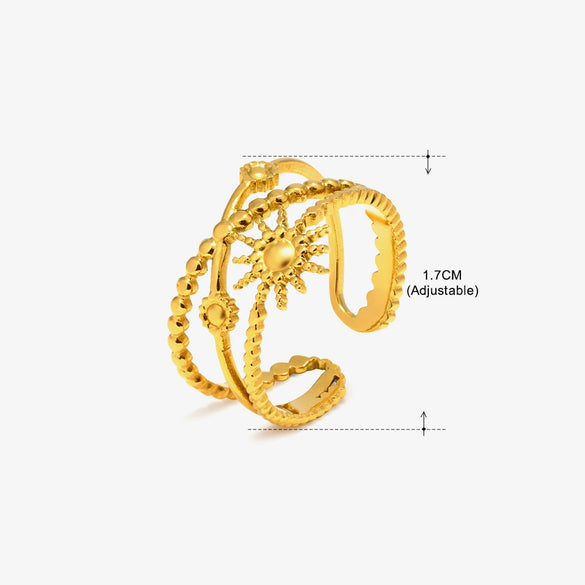Wholesale Stainless Steel Geometric Love Open Ring For Women 18K Gold Plated