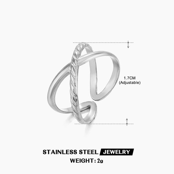 Wholesale Stainless Steel Geometric Love Open Ring For Women 18K Gold Plated