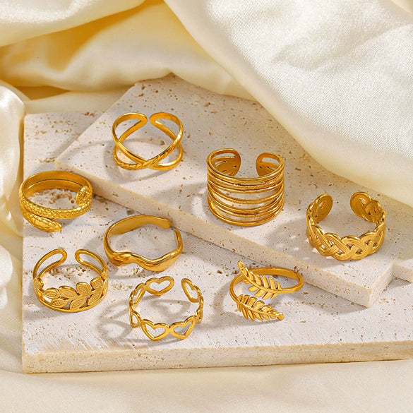 Wholesale Stainless Steel Geometric Love Open Ring For Women 18K Gold Plated
