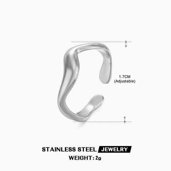 Wholesale Stainless Steel Geometric Love Open Ring For Women 18K Gold Plated