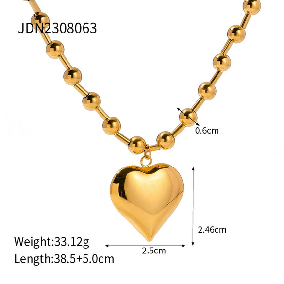 Wholesale Stainless Steel Geometric Love Peach Heart Necklace For Women With Electroplating Treatment