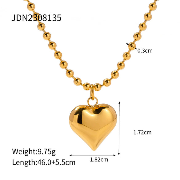 Wholesale Stainless Steel Geometric Love Peach Heart Necklace For Women With Electroplating Treatment
