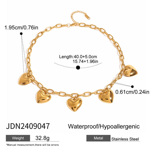 Wholesale Stainless Steel Geometric Love Peach Heart Necklace For Women With Electroplating Treatment