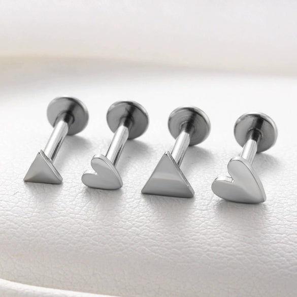 Wholesale Stainless Steel Geometric Love Shape Piercing Earrings With Electroplating Treatment
