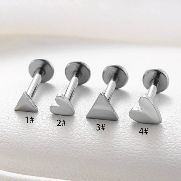 Wholesale Stainless Steel Geometric Love Shape Piercing Earrings With Electroplating Treatment