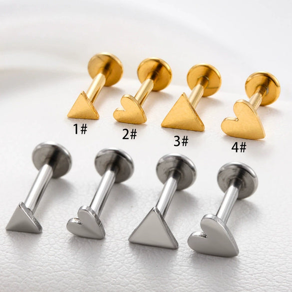 Wholesale Stainless Steel Geometric Love Shape Piercing Earrings With Electroplating Treatment