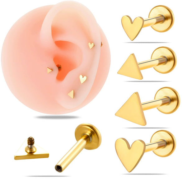 Wholesale Stainless Steel Geometric Love Shape Piercing Earrings With Electroplating Treatment