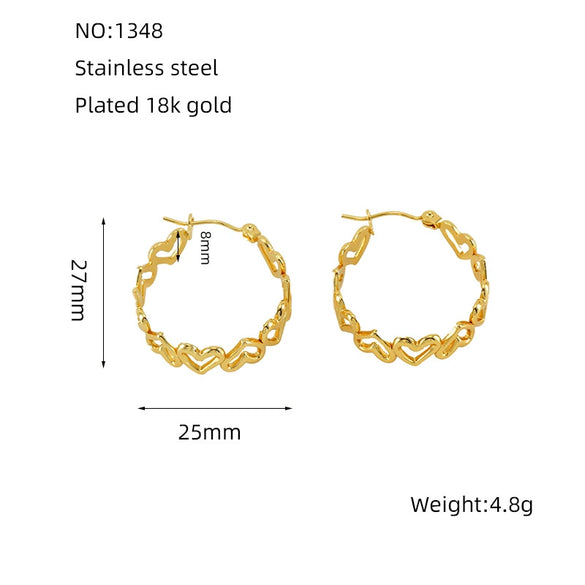Wholesale Stainless Steel Geometric Love Star Hollow Hoop Earrings For Women With Electroplating Treatment