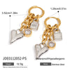 Wholesale Stainless Steel Geometric Love Zircon Pendant Earrings With 18K Gold Electroplating Quiet Design Sense For Women
