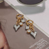 Wholesale Stainless Steel Geometric Love Zircon Pendant Earrings With 18K Gold Electroplating Quiet Design Sense For Women